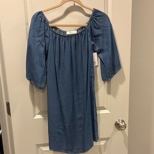 Glam Denim Blue Off-Shoulder Dress Size Small
